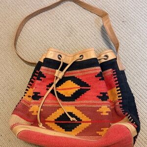 Bohemian Patterned Kilim Shoulder Bag - Multicolor